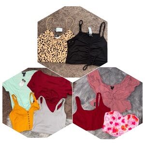 Medium Crop Tops in Black, Red, and Leopard Print